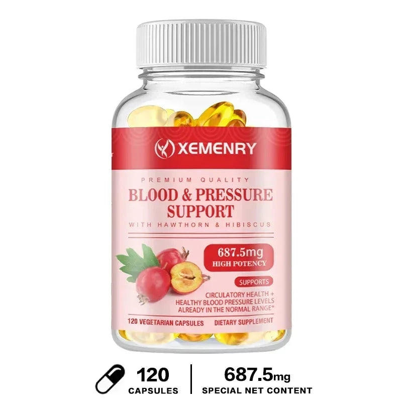 Blood & Pressure Support Capsules - for Blood Circulation, GlowCart