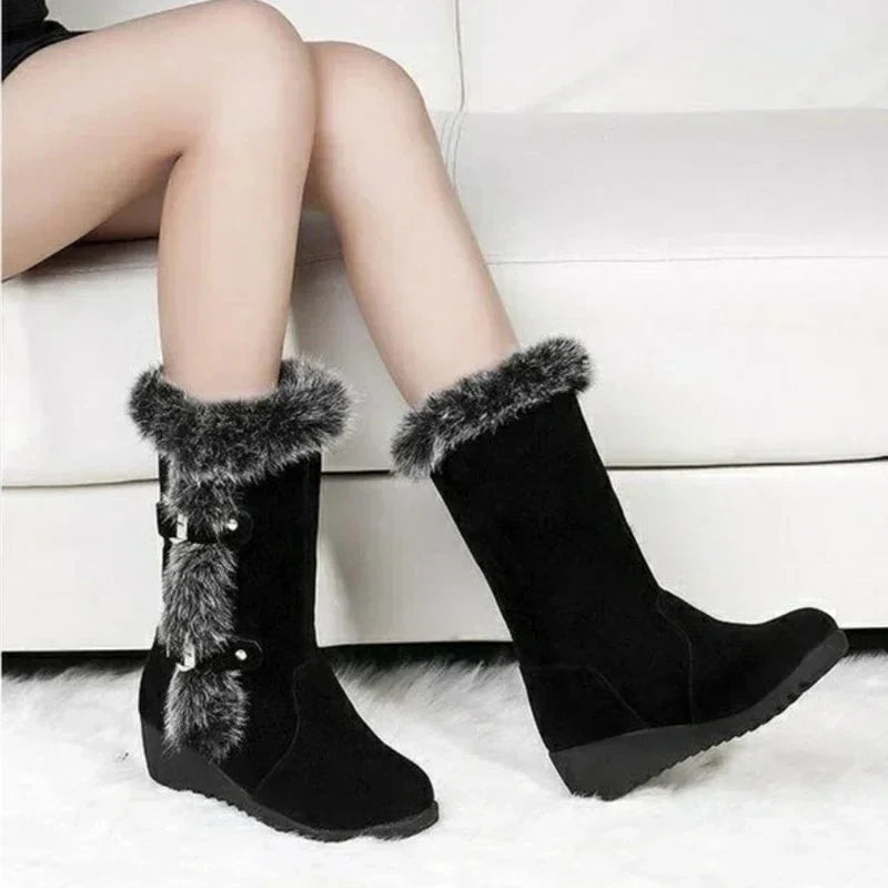 New Winter Women Boots Casual Warm Fur Mid-Calf Boots shoes GlowCart