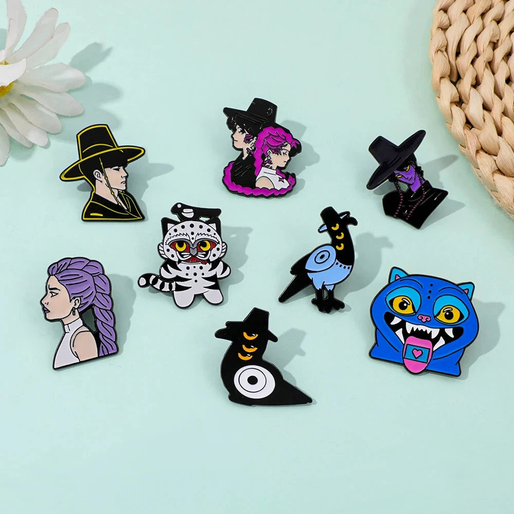 8 Pcs Cartoon Anime Kpop Demon Hunter Brooch Rumi Creativity GlowCart