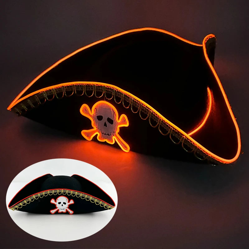 New Luminous Captain Hat LED Sailors Hat Glow In The Dark Nautical Themed Party Costume Cosplay Party Light Up Navy Cap Props GlowCart