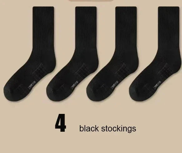 1pc 4pcs 5pcs 10pcs Socks Men's Cotton Spring Towel Bottom with Velvet Mid-tube White Stockings Thickened Sports Basketball Sock GlowCart