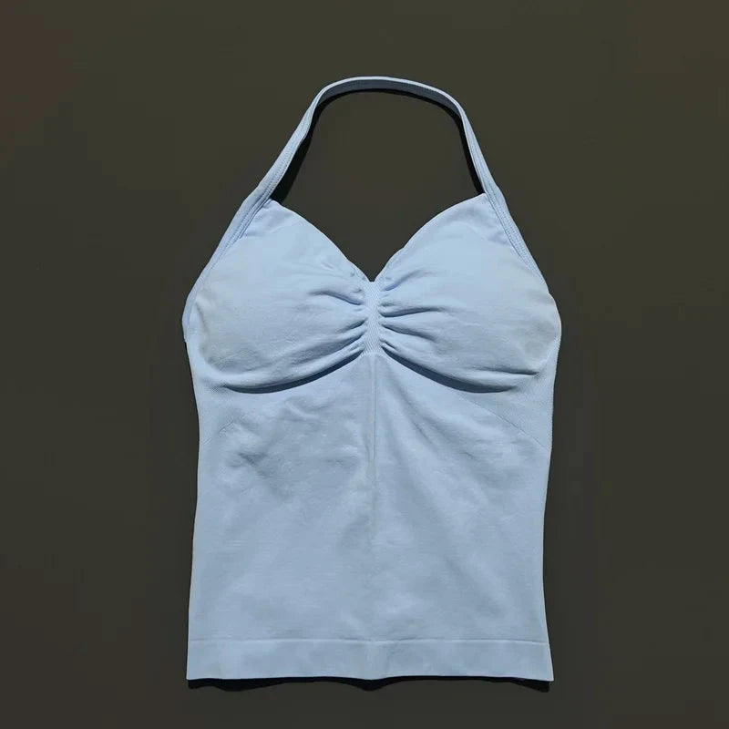 HISTELLO Impact Longline Strappy Top Sports Yoga Vest Women Fitness Tank Top Gym Beautiful Open Back Bra Running Workout Halter GlowCart