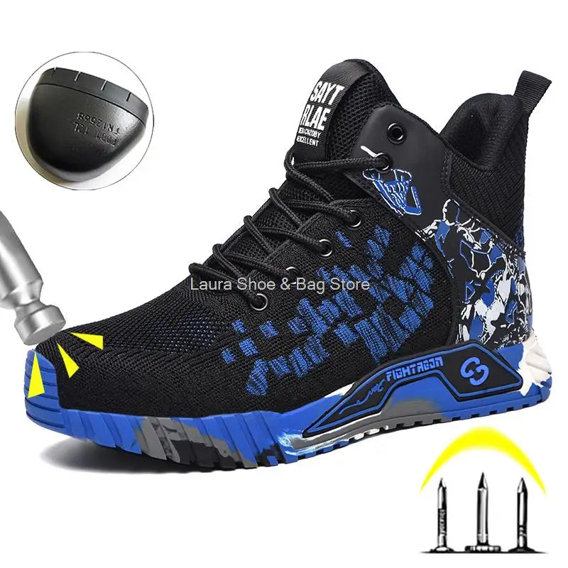 High Top Safety Shoes Men Steel Toe Work Shoes Men Women Work Safety Boots Anti Smash Safety Indestructible Work Boot Breathable GlowCart