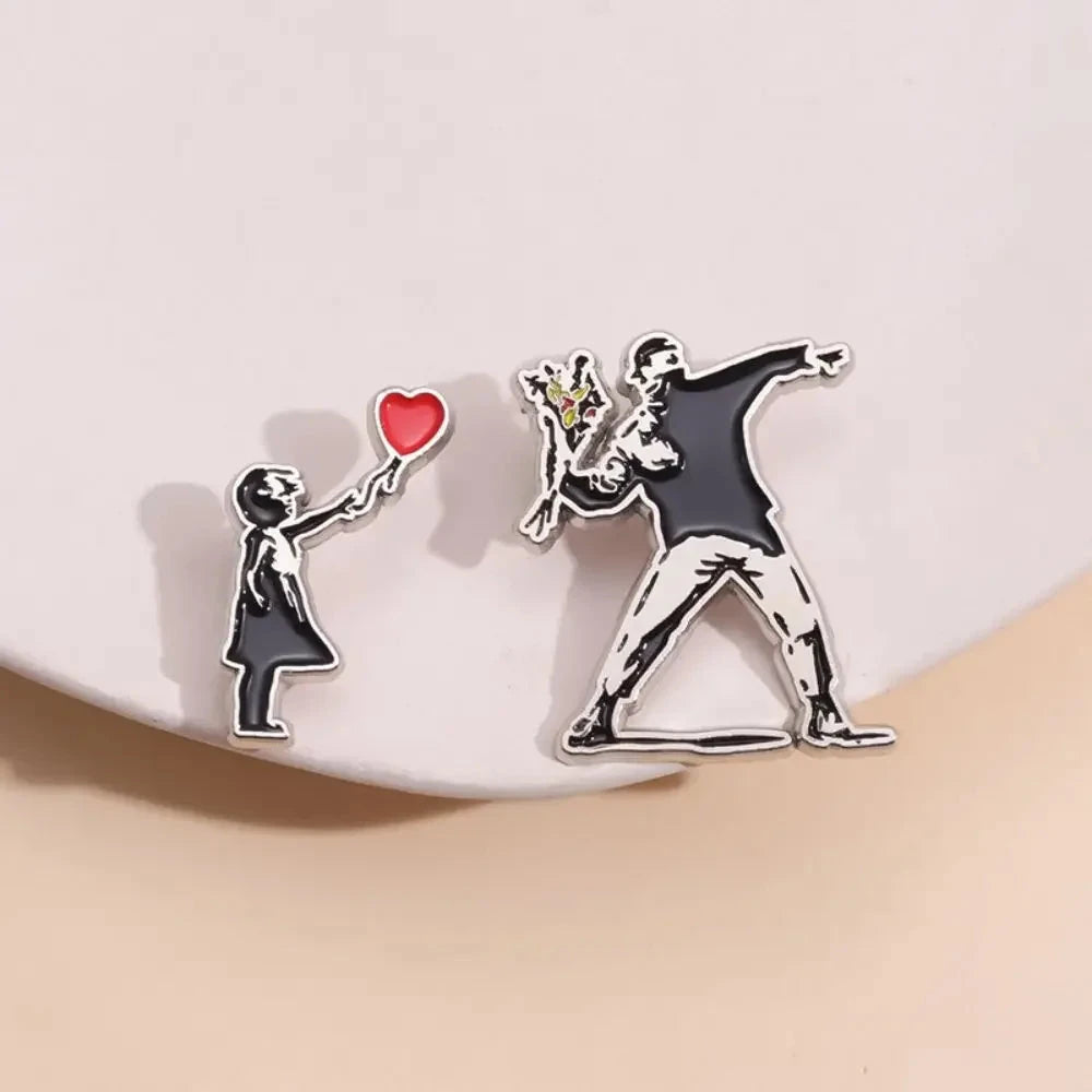 Creative Couple Metal Enamel Badge Personality Fashion Badge GlowCart