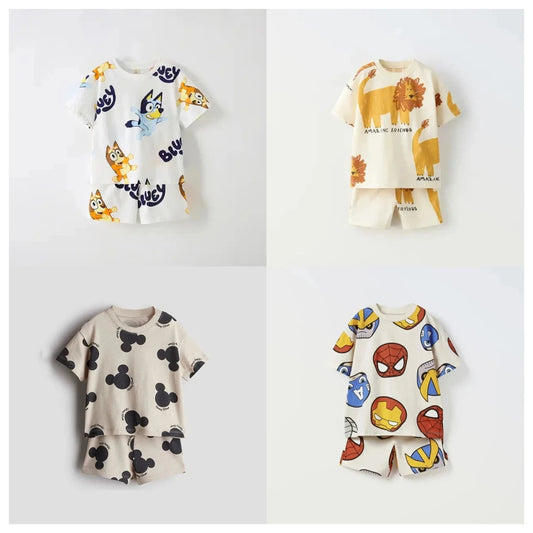 2 Pieces Of Summer Baby Clothing Set Children's Boy And Girl Cartoon T-shirt And Shorts Set Children's Casual Sports Set GlowCart