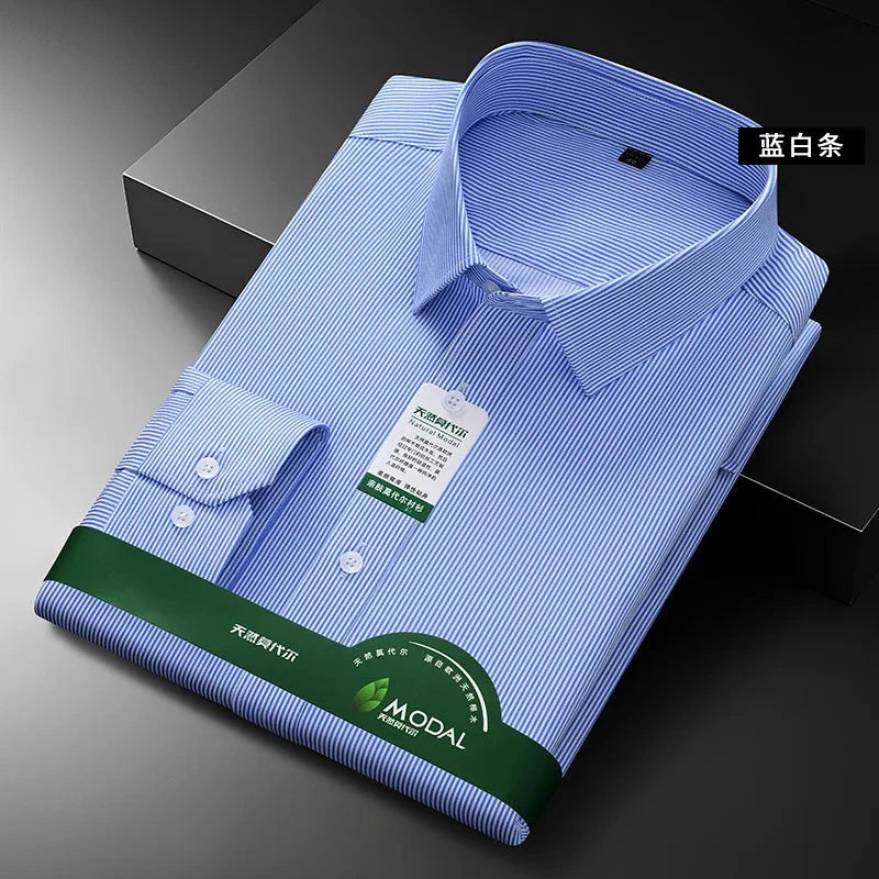New Quality Anti-Wrinkle Men Shirt Long Sleeves Dress Shirts GlowCart