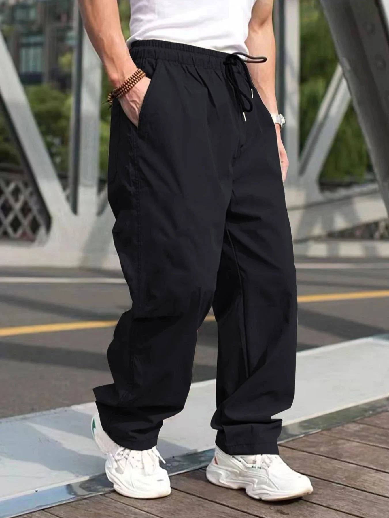 Men's Drawstring Waist Cargo Pants Regular Fit Casual Comfy GlowCart
