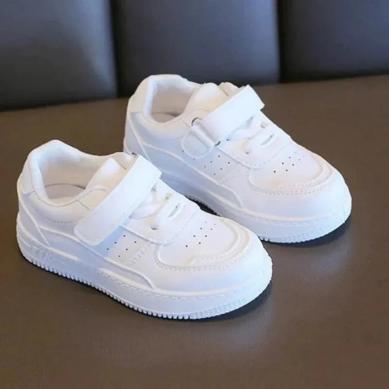 Tenis Sneakers Kids Spring/Autumn New Boys Girls Sports Shoes Casual Board Shoes Leather Soft Soled Children Small White Shoes GlowCart