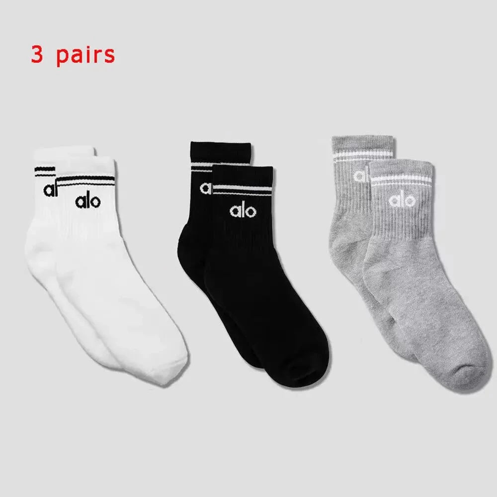 Knit Yoga Socks Women Four Seasons Retro Cotton Comfortable Colorful Middle Length Sports Fitness Long Socks for Yoga Pilates GlowCart