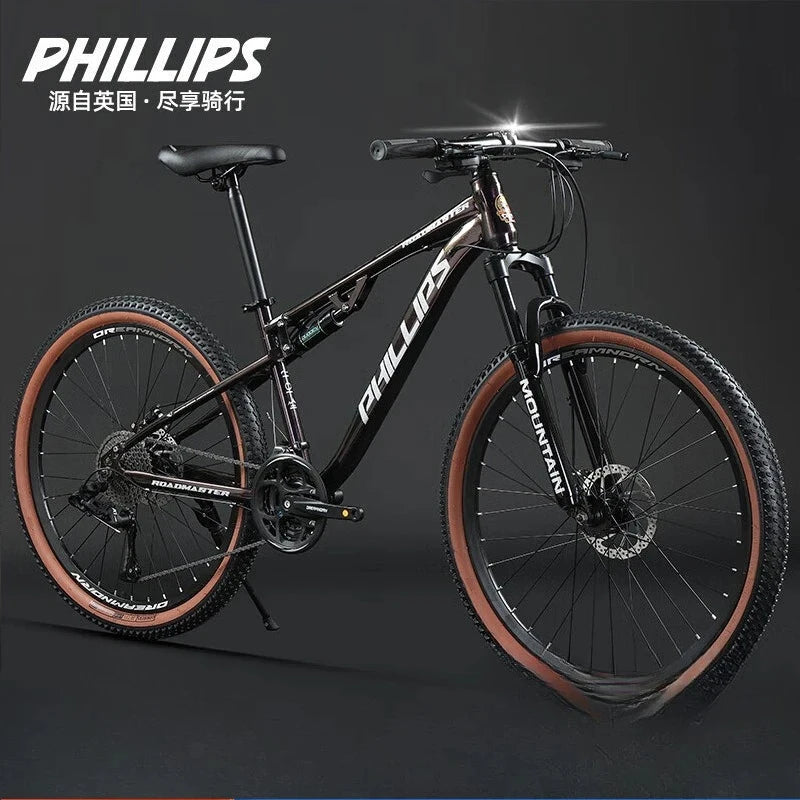 Soft Tail Mountain Bike Bicycle Adult Male Student Double Shock Absorption Disc Brake Variable Speed Off-Road AM Racing GlowCart