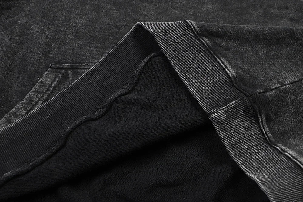 Gothic Vintage Washed Hoodies Teeth Funny Printed