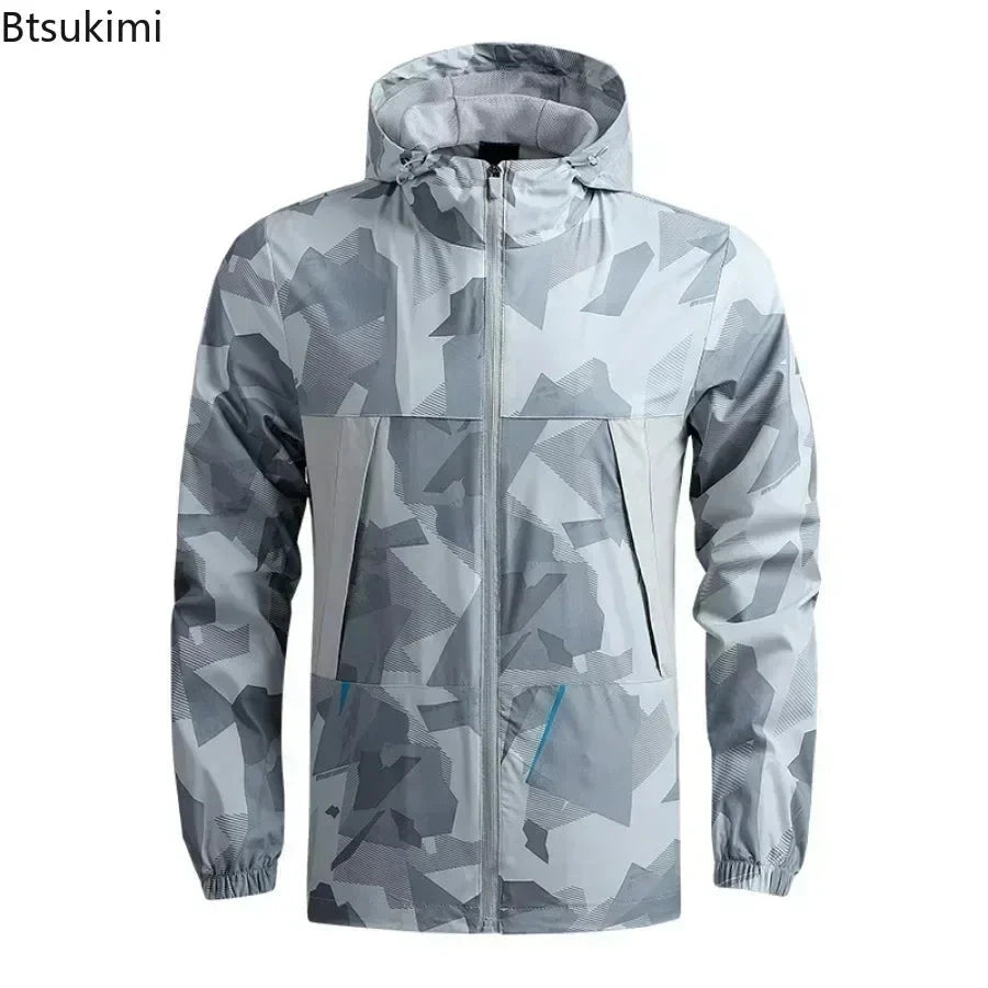 2025 Men's Windbreaker Hooded Jackets Man Hiking Outdoor GlowCart