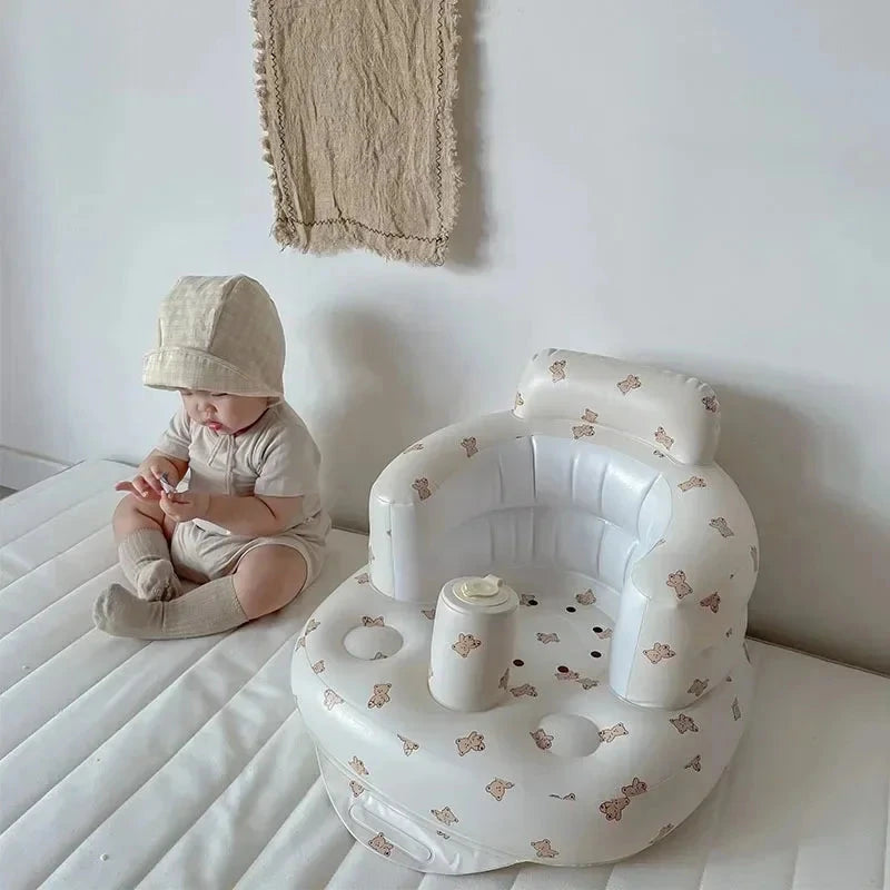 INS Multifunctional Baby Children Inflatable Bathroom Sofa PVC Inflatable Folding Seat Learn Dinner Chair Portable Stool Infant GlowCart