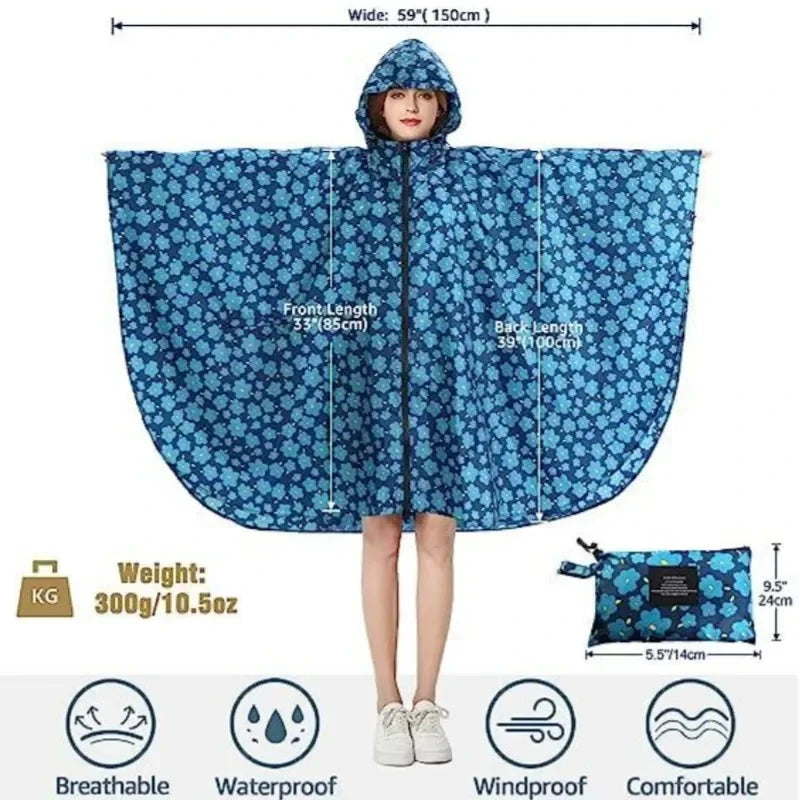 Hooded Rain Poncho Jacket Coat Waterproof Rain Poncho GlowCart