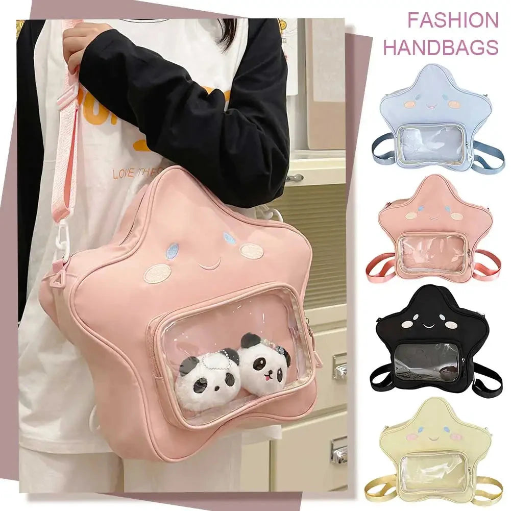 Star Backpack for Women with Clear Pocket Kawaii Daypack GlowCart