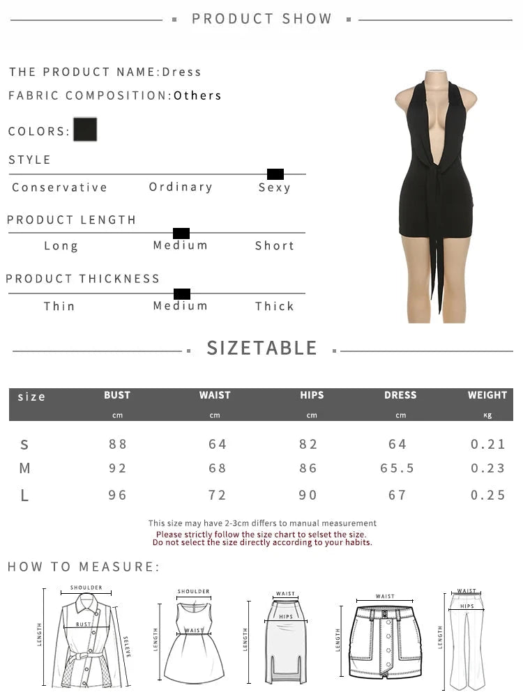 Weird Puss Sexy Halter Dress Women Backless Deep V-Neck GlowCart