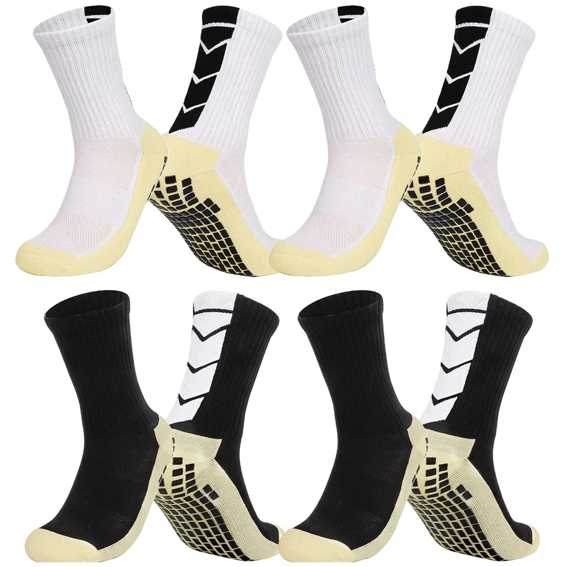 4Pair Men Women Non-Slip Grip Socks for Sports Football Basketball Baseball Rugby Soccer Cycling Running Tennis  Exercise GlowCart