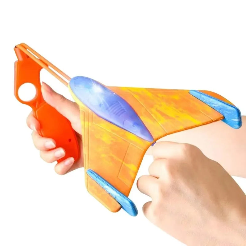 Foam Aircraft Light Flying Disc Toy Kid's Catapult EVA Boomerang Outdoor Game Flying Glider Slingshot Foam Plane Toys Safety GlowCart