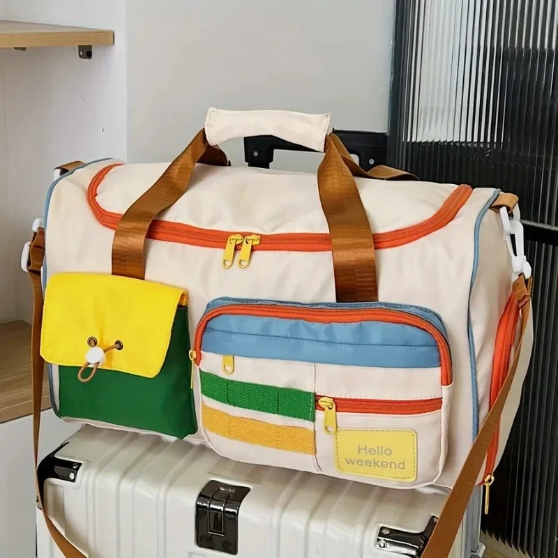 Large Capacity Oxford Fabric Gym Duffel Bag with Shoe GlowCart