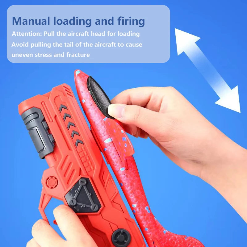Outdoor Games Kids Glider Flight Flying Throw Foam Plane Shooting Gun, Catapult Plane Launcher Toy for Kids, Shooting Toy GlowCart