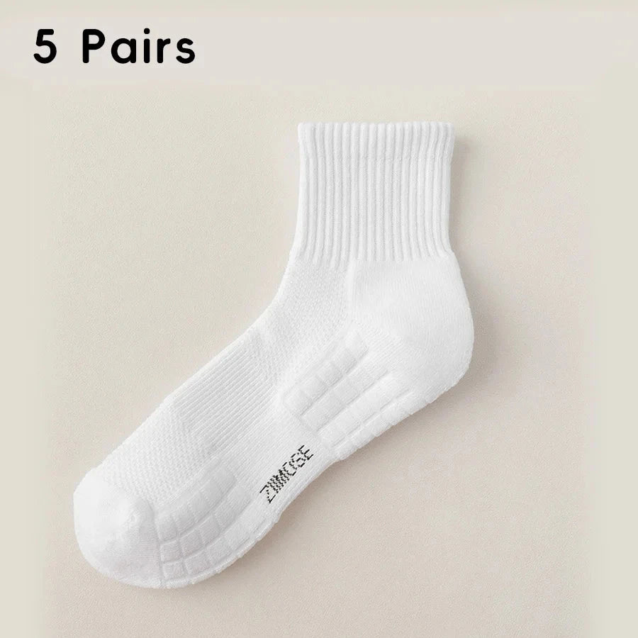 1pc 4pcs 5pcs 10pcs Socks Men's Cotton Spring Towel Bottom with Velvet Mid-tube White Stockings Thickened Sports Basketball Sock GlowCart