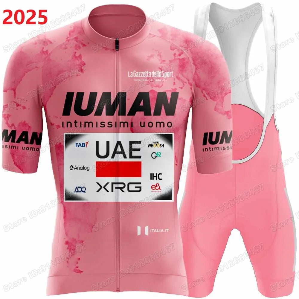 2025 Yellow Pink UAE Team Cycling Jersey Set Slovenia Tadej Pogacar Cycling Clothing Men France TDF Road Bike Suit Bib Shorts GlowCart
