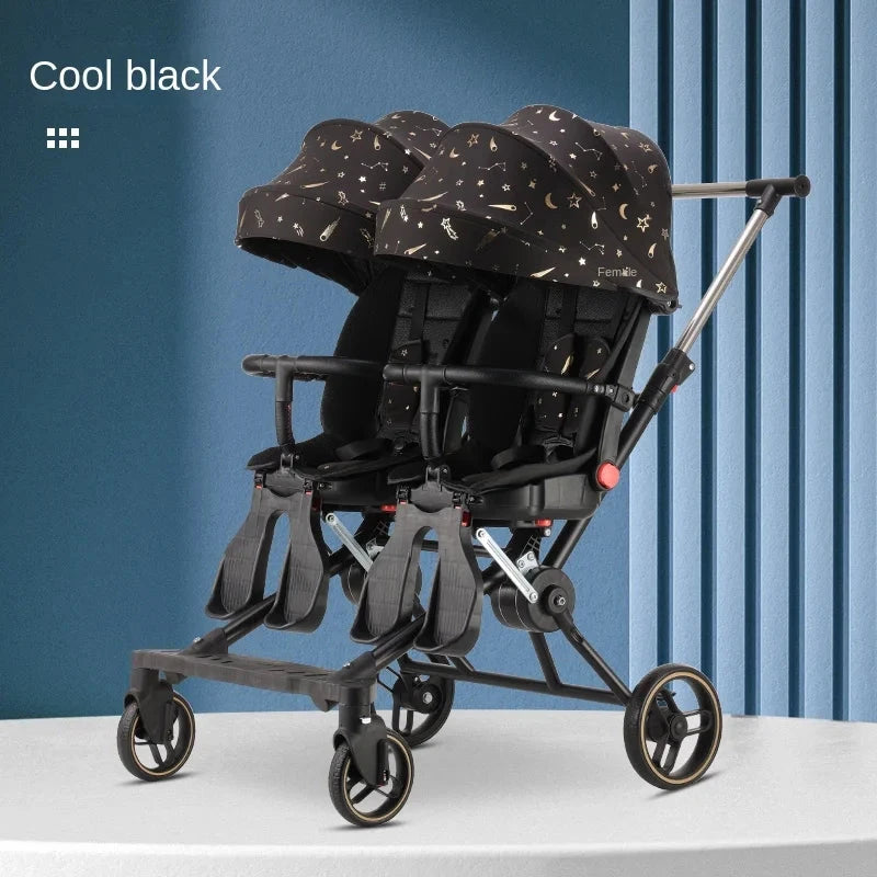 Baby Stroller Twins Slipping Baby God Infant Double Can Lie Flat and Sit Lightweight Carrying Folding Two-way Baby Pushchair GlowCart