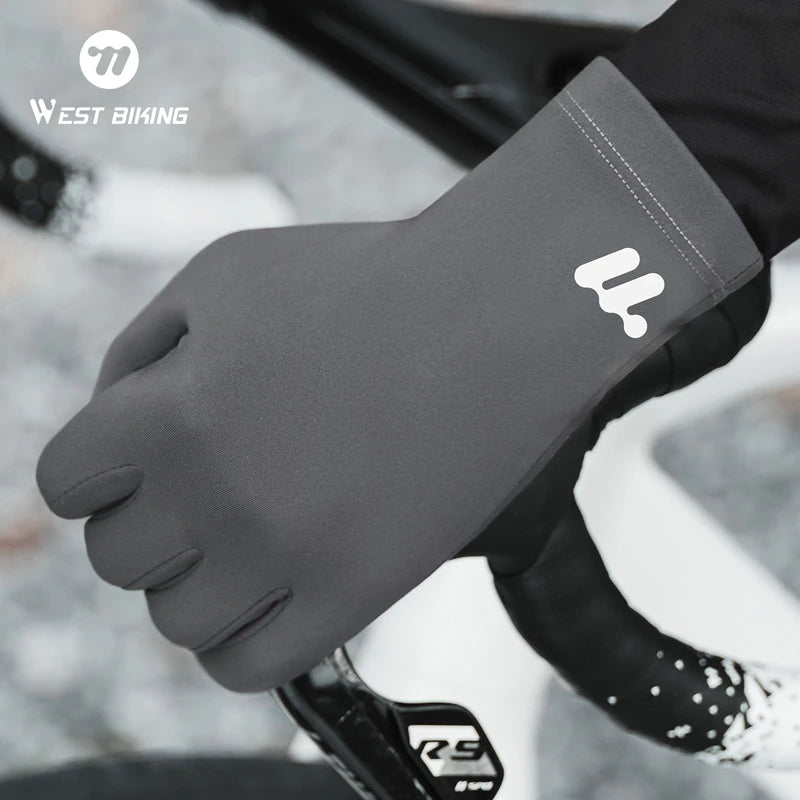 WEST BIKING Thermal Cycling Gloves Winter Fleece Windproof Bike Gloves Touch Screen Full Finger Gloves Outdoor Cycling Equipment GlowCart