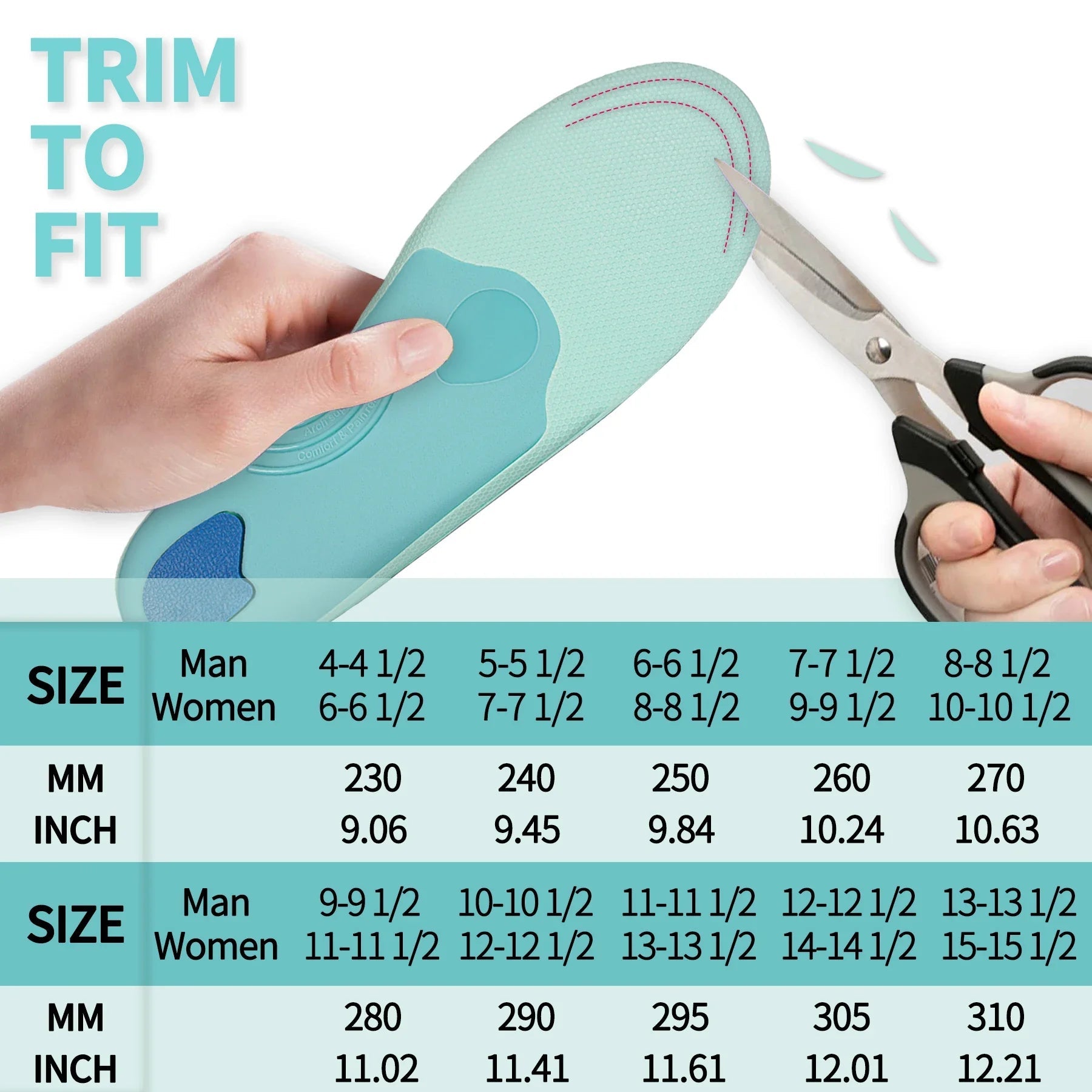 High Arch Support Orthopedic Sport Insole Plantar Fasciitis Flat Feet Men Women Sneaker Orthotic Insoles Plantillas Insert Sole GlowCart