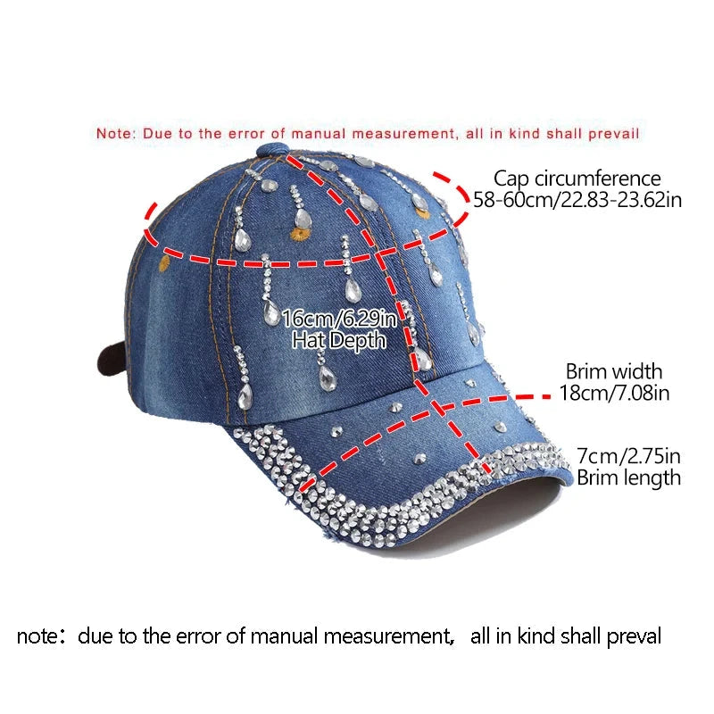 Adjustable Breathable Rhinestone Baseball Cap for Women GlowCart