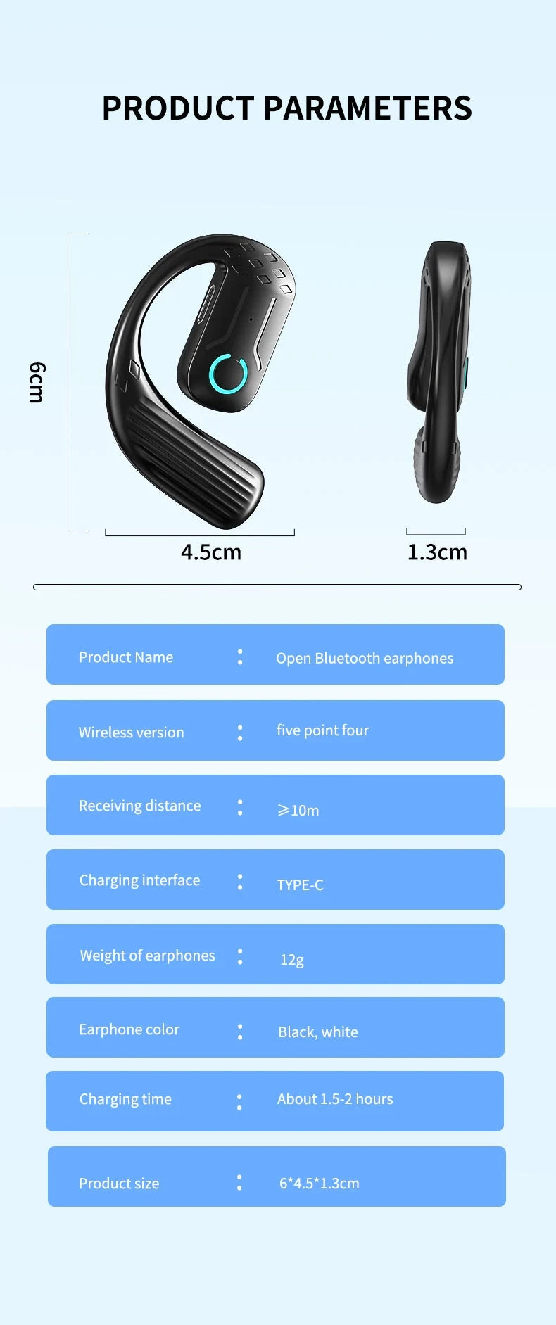 Bluetooth 5.4 Open Wireless Earphone 180° Rotation GlowCart
