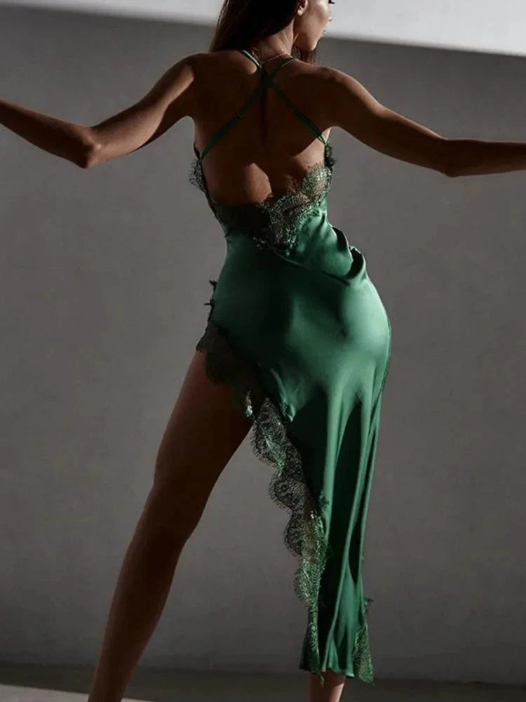 Sexy Lace Party Club Backless Bodycon Stain Black Straps GlowCart