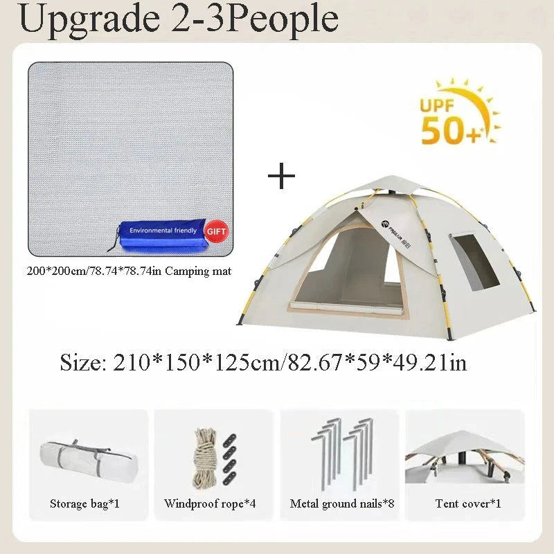 3-4 Double Automatic Pop-Up Tent with Fiberglass Poles GlowCart