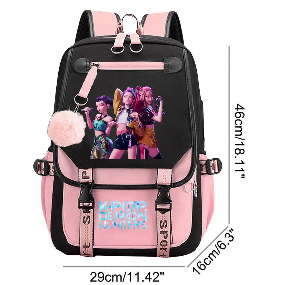 School Backpack for Students KPop Demon Huntes Daily Bagpack 2025 Hot Movie Print Backpacks for Girl Boy Laptop Usb Port Bag GlowCart