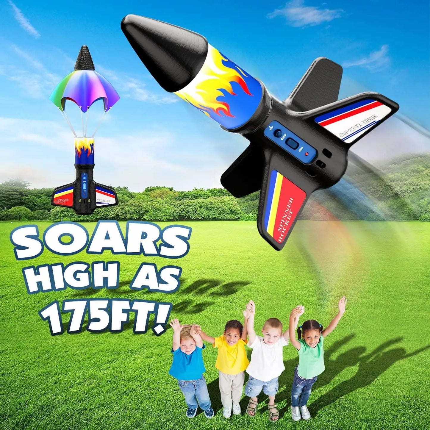Electric Rocket Launcher Toys New Space Exploration Skyrocket With Parachute Kid Outdoor Toys Children Toys  Model Rocket Kit GlowCart