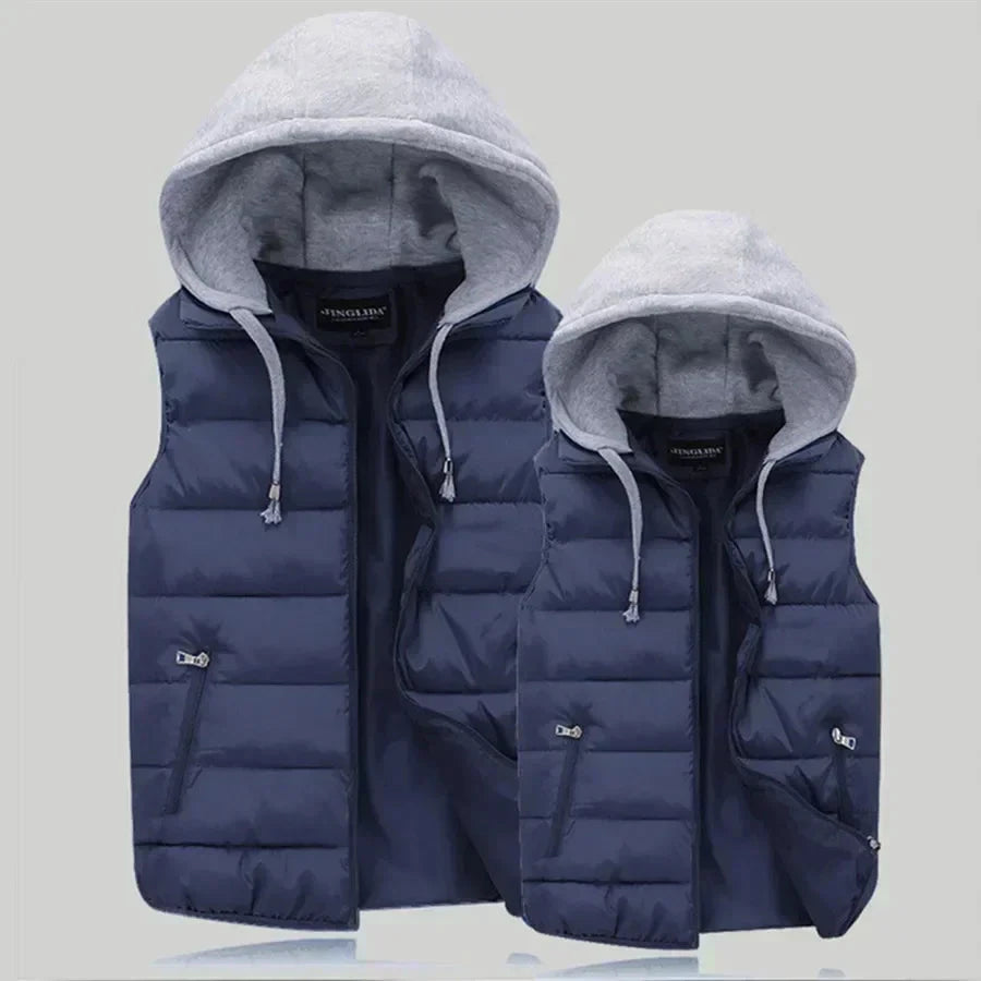 Men's Padded Vest Autumn Winter Hooded Jackets Outerwear GlowCart