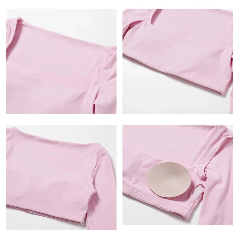 Hearuisavy Casual Quick Dry Sportswear Women Square Neck Gym Top Women Fitness Sports Crop Top Female Long Sleeve Yoga Clothing GlowCart