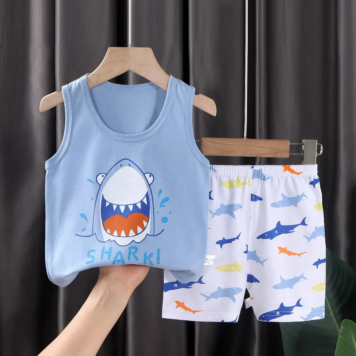 2PCS Children Sets Kids Clothes Vest Suit  Summer Children Clothing baby Cotton T-Shirts Shorts Tank Top  Boys Girls Sleeveless GlowCart