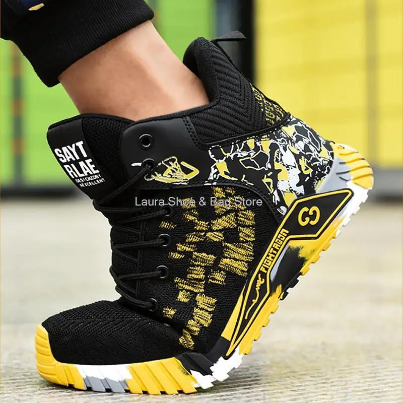 High Top Safety Shoes Men Steel Toe Work Shoes Men Women Work Safety Boots Anti Smash Safety Indestructible Work Boot Breathable GlowCart