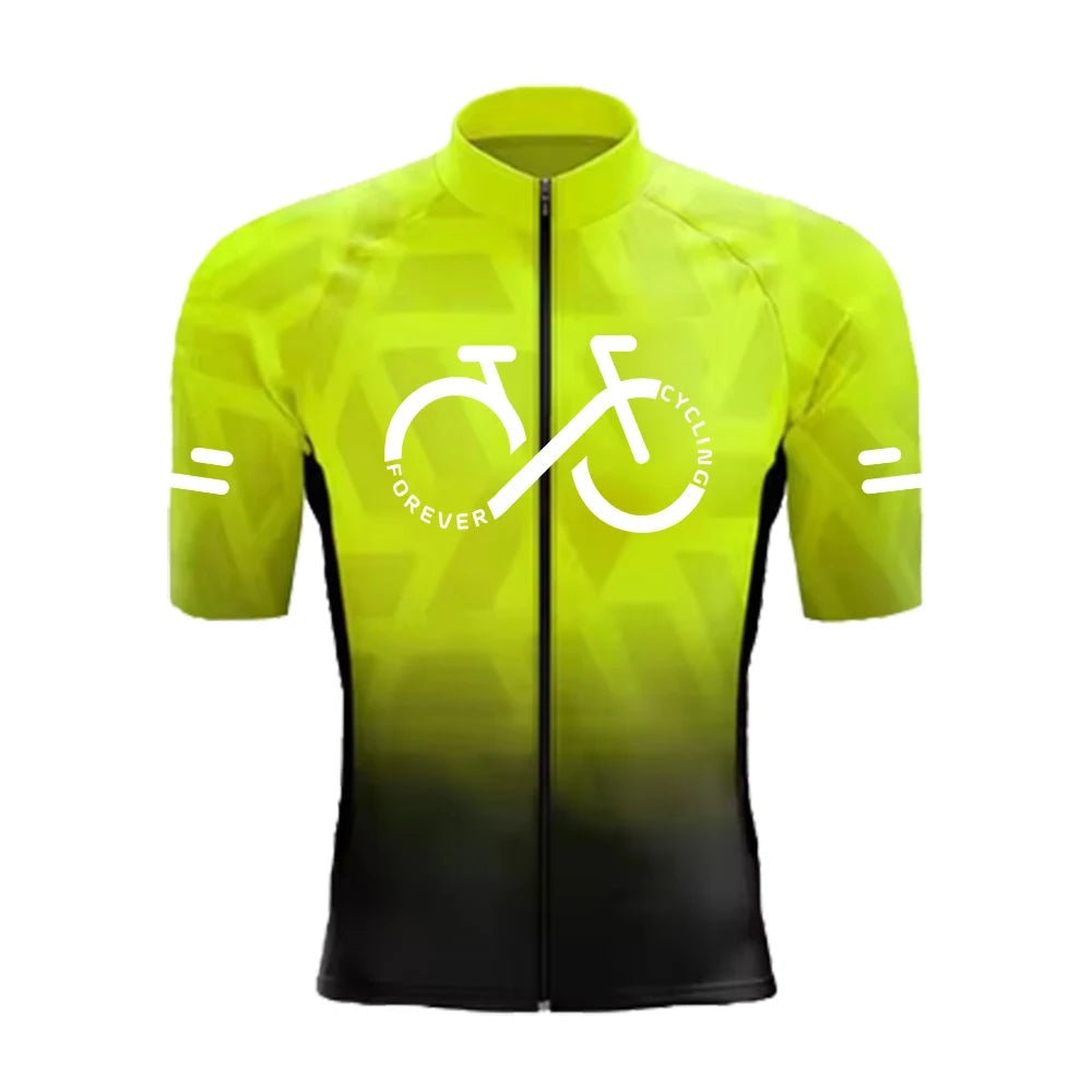 Cycling Jersey Set 2025 Summer Ropa Ciclismo Men's Short Sleeve Bicycle Cycling Clothing Gradient Color Breathable MTB Bike Wear GlowCart