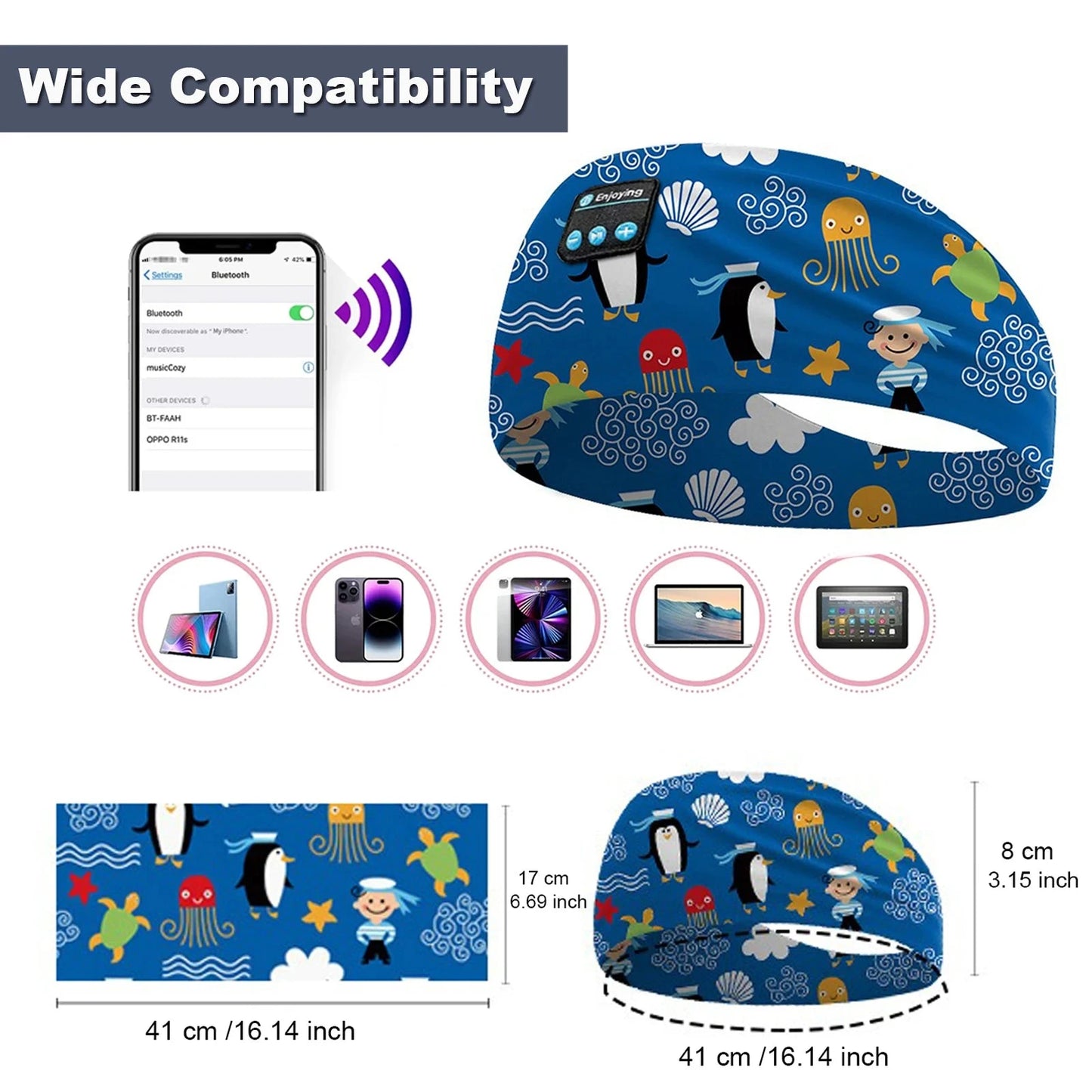 Kids Cartoon Bluetooth Headphones Headband Wireless Sports GlowCart