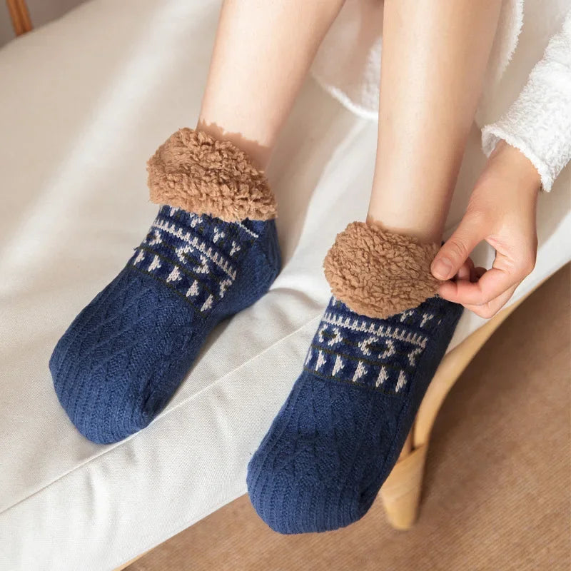 Thermal Men's Fluffy Slipper Socks Winter Warm Women's Short Cotton Thickened Home Sleeping Soft Non Slip Grip Fuzzy Floor Socks GlowCart