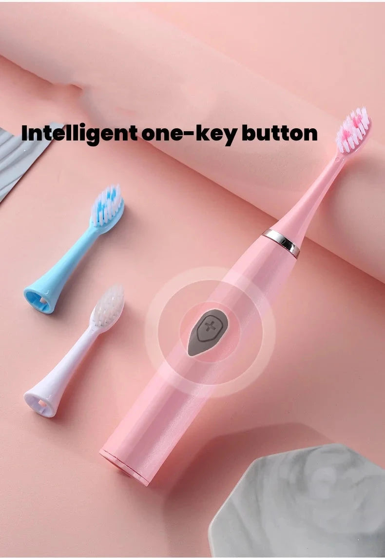 1pc White/Pink Electric Toothbrush Adult Model Soft Bristle GlowCart