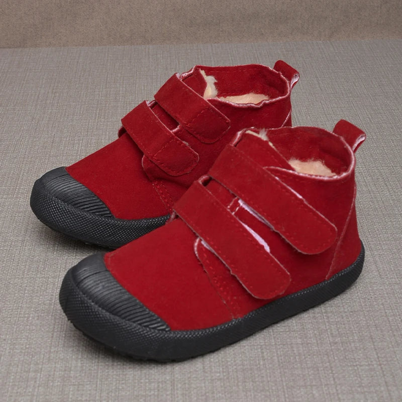 New Trendy Kids Outdoor Warm Short Shoes Winter Plush Suede Ankle Boots Children Comfortable Snow Sneakers EY8259 GlowCart