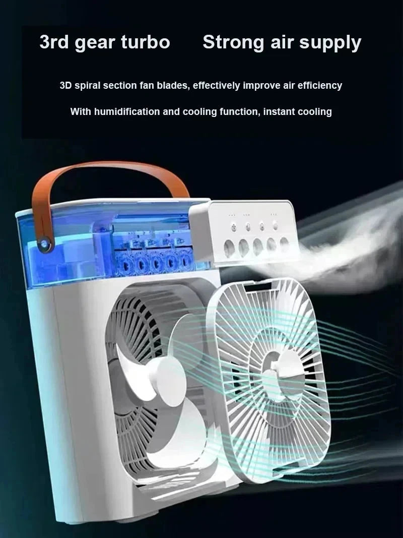 New 3 In 1 Fan AIr Conditioner Household Mini Air Cooler LED GlowCart