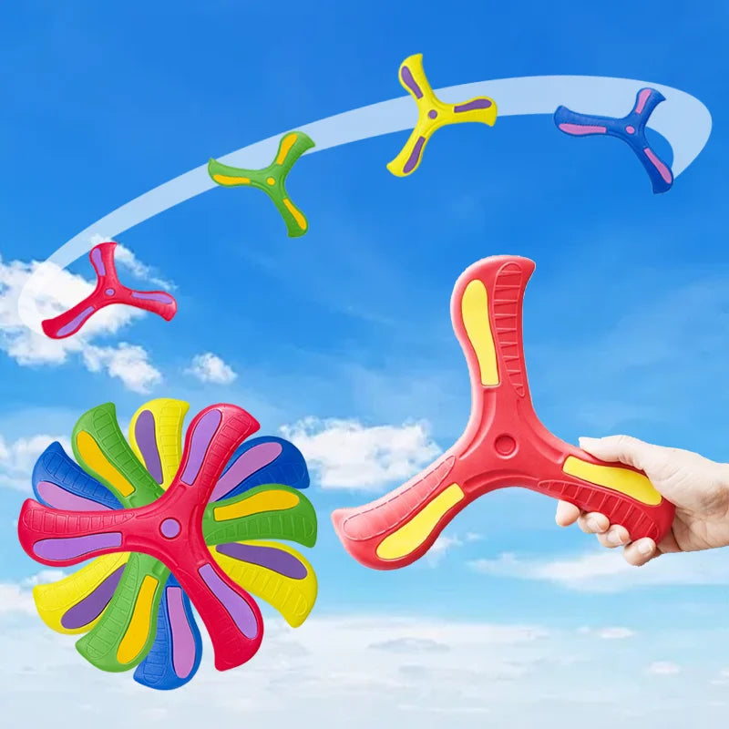Kids Soft Boomerang Toy Three-Leaf Cross Outdoor Flying Disc Interactive Sports Game for Adults And Kids Decompression Gift GlowCart