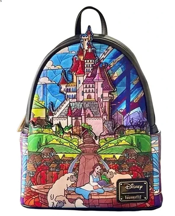 Beauty and The Beast Princess Scene Cogsworth Lumiere Chip Cosplay Mini Backpack GlowCart