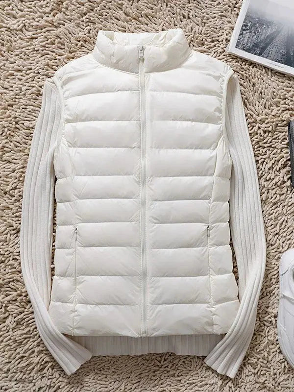 0-10℃ Women Puffer Vest Coat Autumn Winter Sleeveless Duck GlowCart