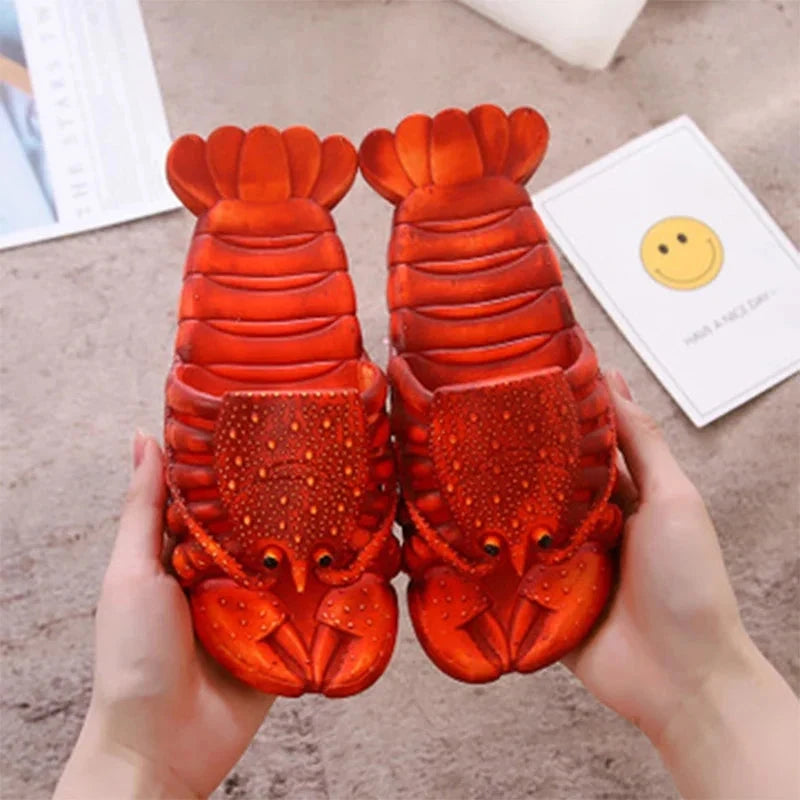 EOFK Lobster Slippers Women Funny Animal Summer Flip Flops Cute Beach Shower Casual Unisex Big Size Soft Home Slides GlowCart