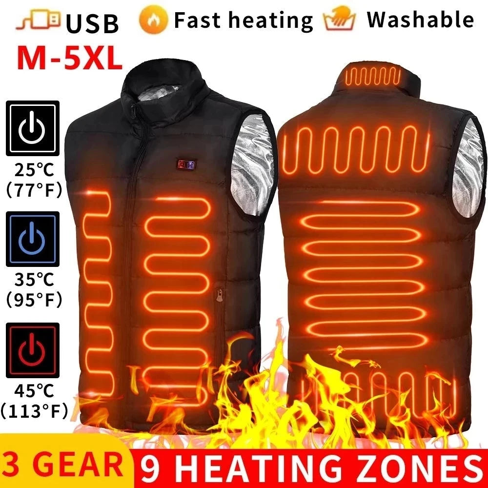 9 Heated Vest Zones Electric Heated Jackets Men Women GlowCart